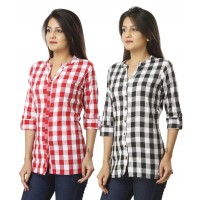 ASMANII COMBO PACK OF 2  PINK BLACK COTTON CHECK SHIRTS JAIPUR