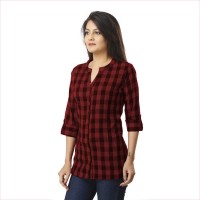 ASMANII DARK BROWN CHECK SHIRT FOR WOMEN JAIPUR