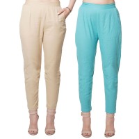 COMBO PACK CHIKU CYAN COTTON FLEX CASUAL PANTS JAIPUR