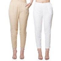 COMBO PACK  CHIKU WHITE COTTON FLEX PANTS JAIPUR