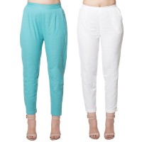 COMBO PACK CYAN WHITE COTTON FLEX CASUAL PANTS JAIPUR