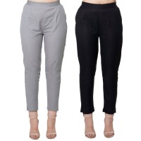 COMBO PACK GREY BLACK COTTON FLEX CASUAL PANTS JAIPUR