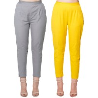 COMBO PACK GREY YELLOW COTTON FLEX CASUAL PANTS JAIPUR