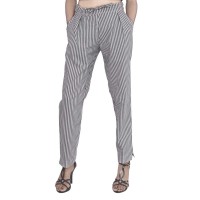 ASMANII GREY WHITE STRIPED PANT FOR WOMEN JAIPUR