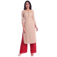 ASMANII CHIKU ROUND NECK KURTI  RED GOLDEN PALAZZO SET JAIPUR