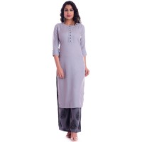 ASMANII GREY ROUND NECK KURTI  GREY BLACK PALAZZO SET JAIPUR