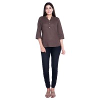 PLAIN BROWN RAYON TOPS FOR WOMEN JAIPUR