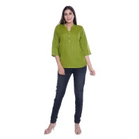 PLAIN MEHNDI COLOR  RAYON TOPS FOR WOMEN JAIPUR