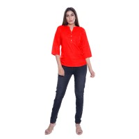 PLAIN RED RAYON TOPS FOR WOMEN JAIPUR